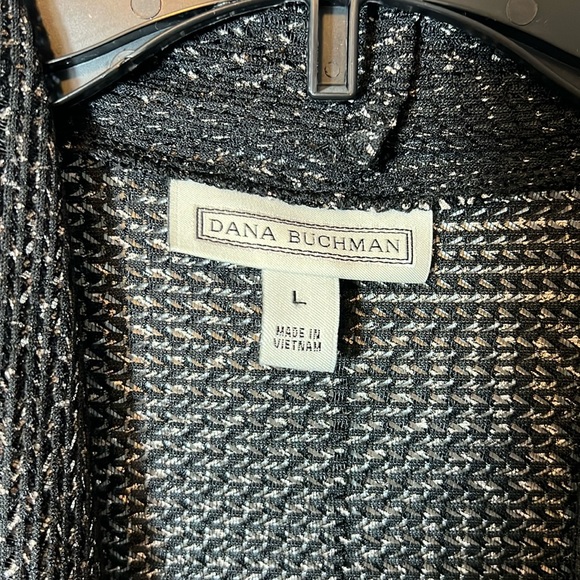 Dana Buchman, Women's L, waterfall front, black & cream knit jacket - Picture 3 of 12